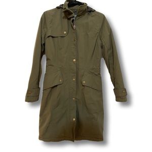 I. Spiewak & Sons Jacket Sz Small Olive Green Trench Full Zip Hooded Nylon